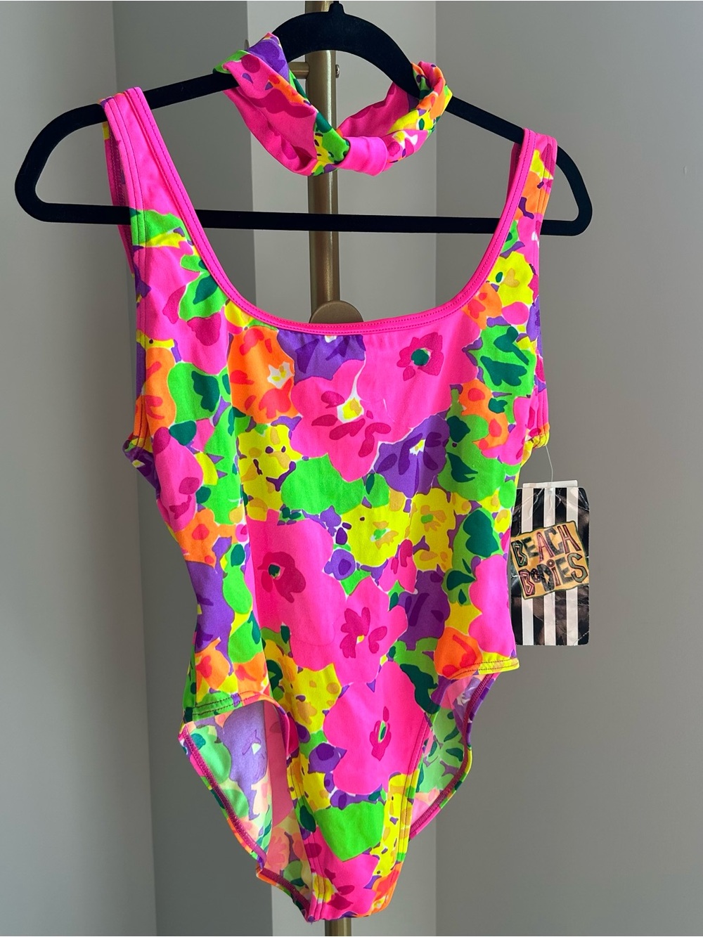 Deadstock 1990's Floral One-Piece Swimsuit & Matching Headband